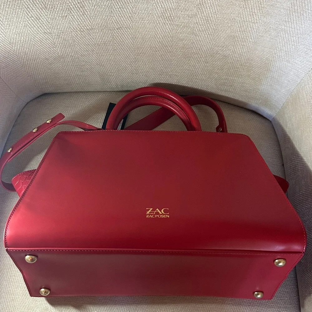 ZAC Zac Posen Vibrant Red Leather Satchel NWT